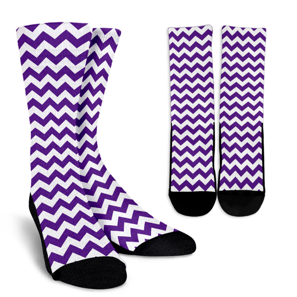 Chevron Purple Pattern Print Design 03 Crew Socks