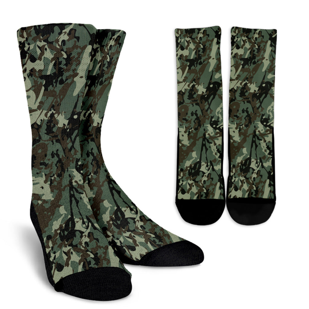 Camouflage Pattern Print Design 06 Crew Socks