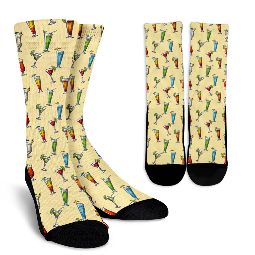 Cocktail Pattern Print Design 02 Crew Socks