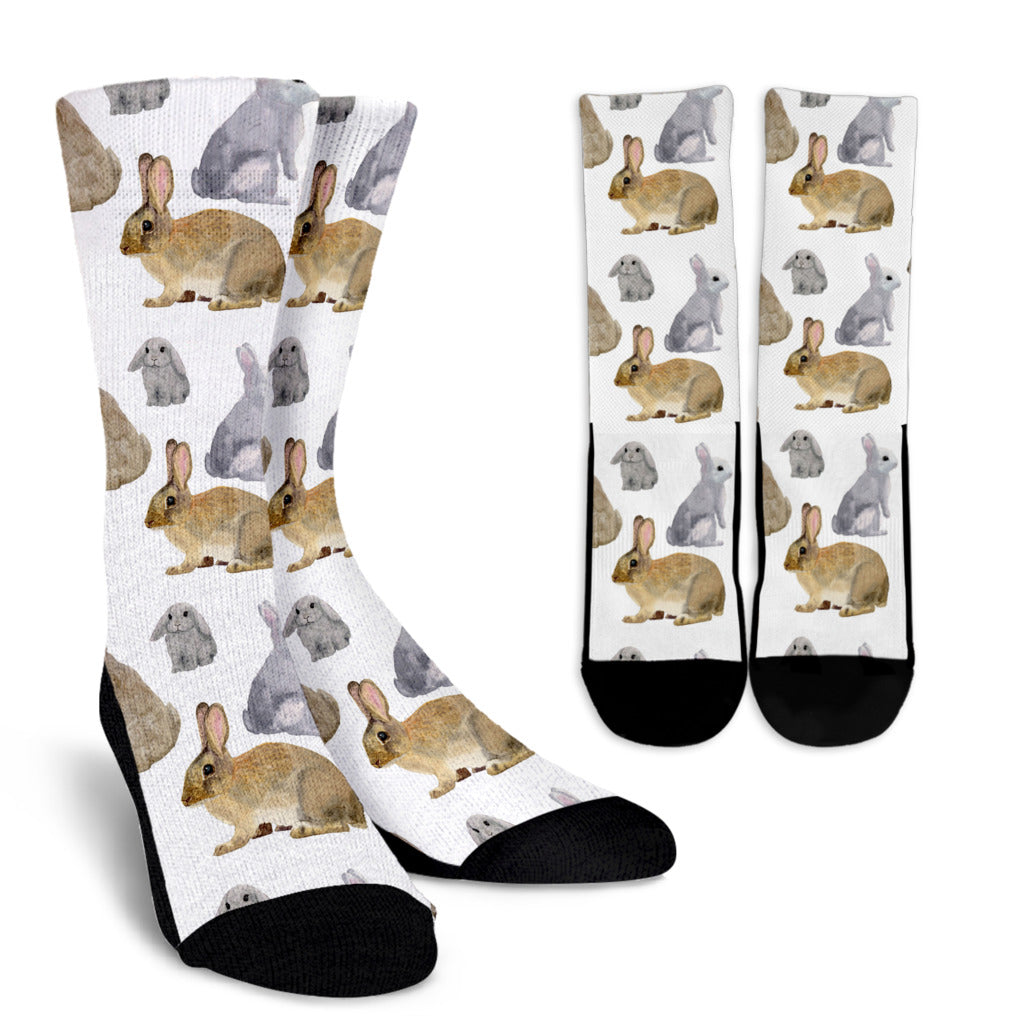 Rabbit Pattern Print Design 02 Crew Socks