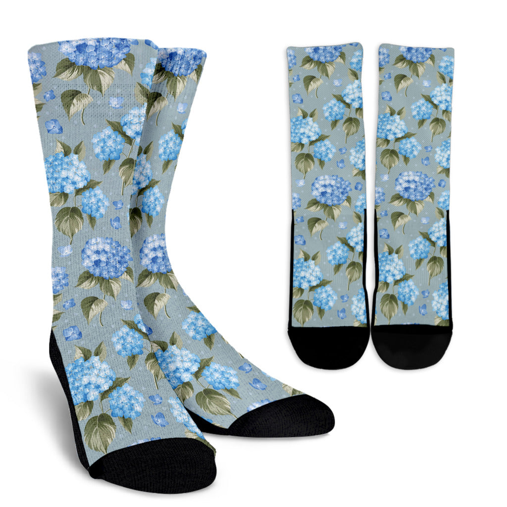 Hydrangea Pattern Print Design 01 Crew Socks