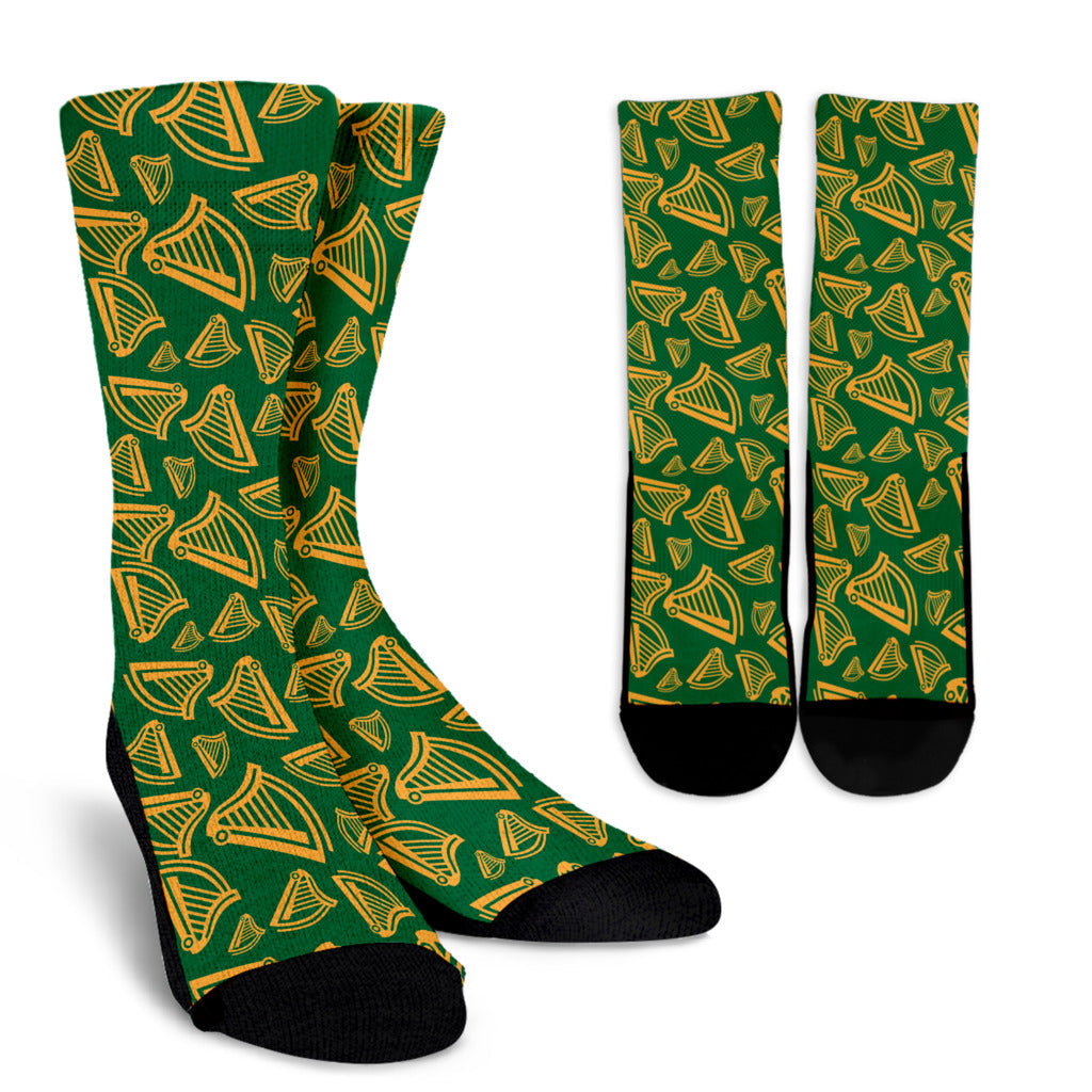 Harp Pattern Print Design 03 Crew Socks