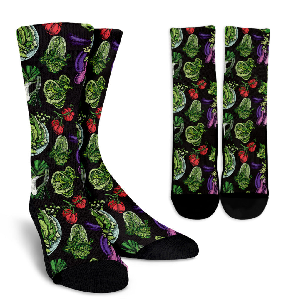 Lettuce Pattern Print Design 01 Crew Socks
