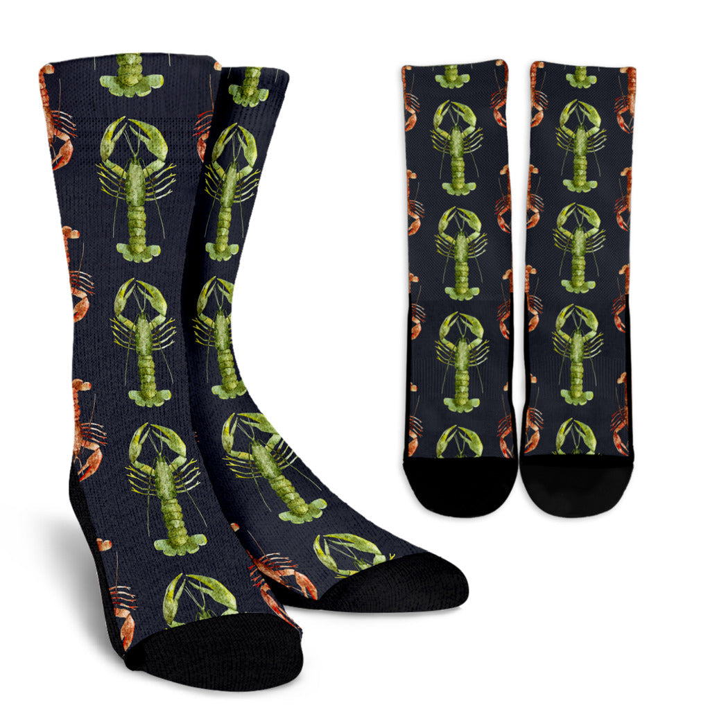 Lobster Pattern Print Design 01 Crew Socks