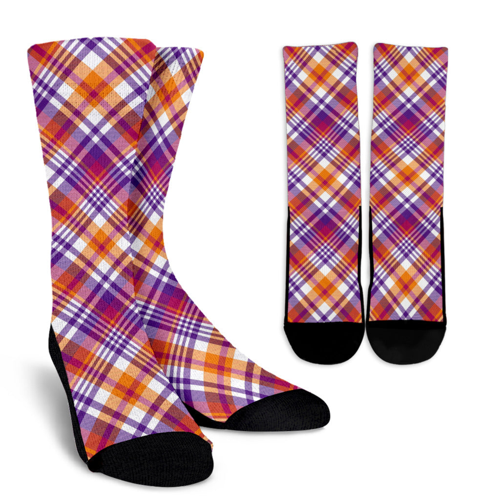 Madras Pattern Print Design 02 Crew Socks