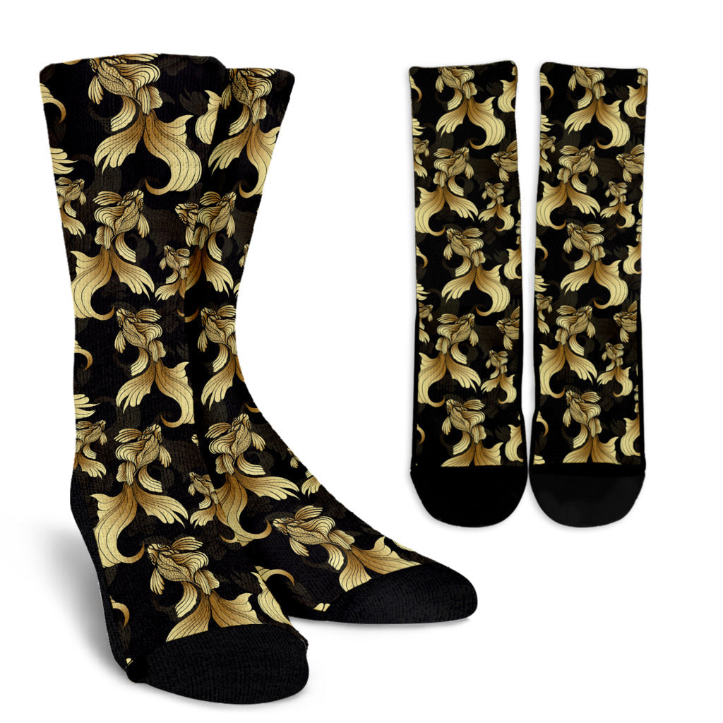 Goldfish Pattern Print Design 02 Crew Socks