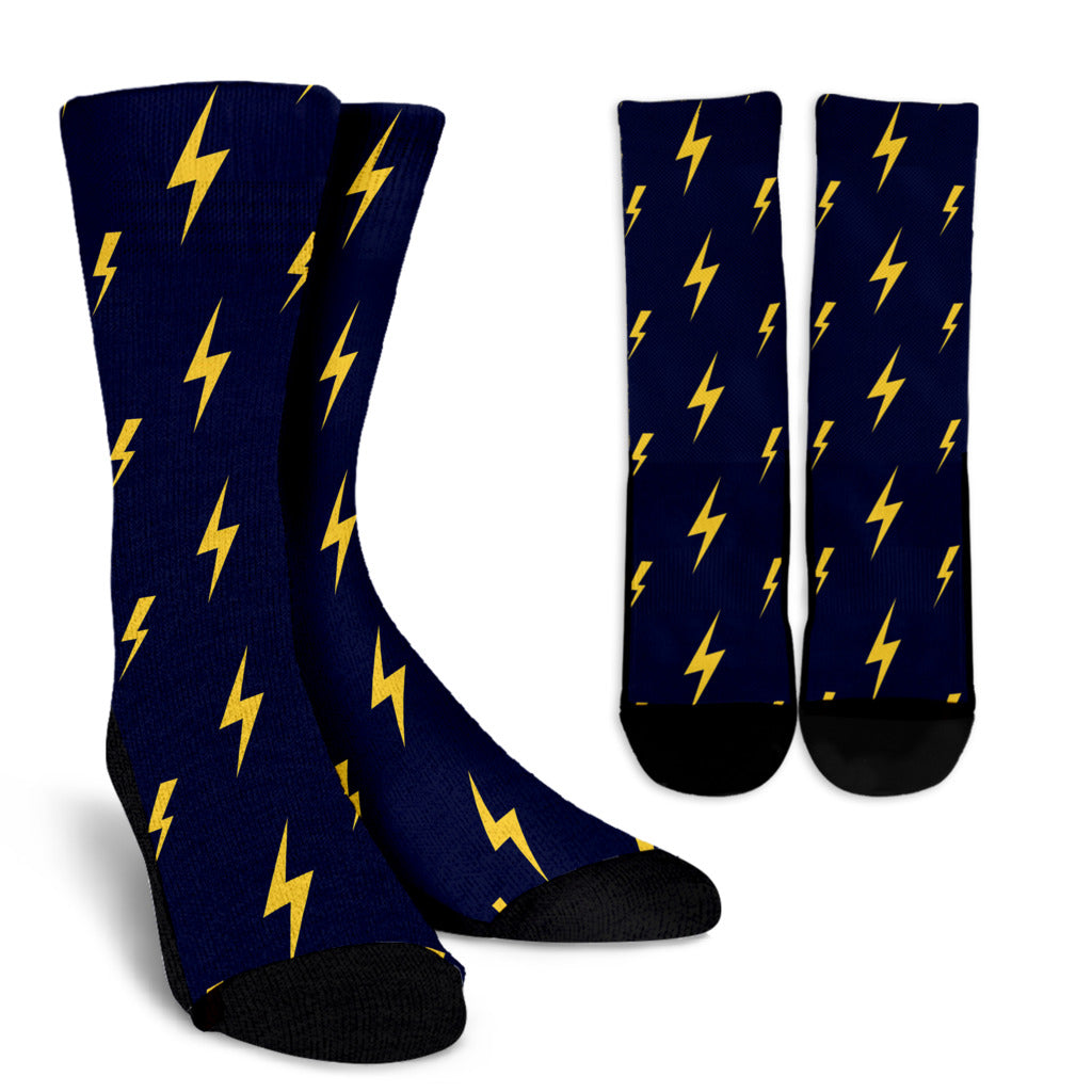 Lightning Thunder Pattern Print Design 03 Crew Socks