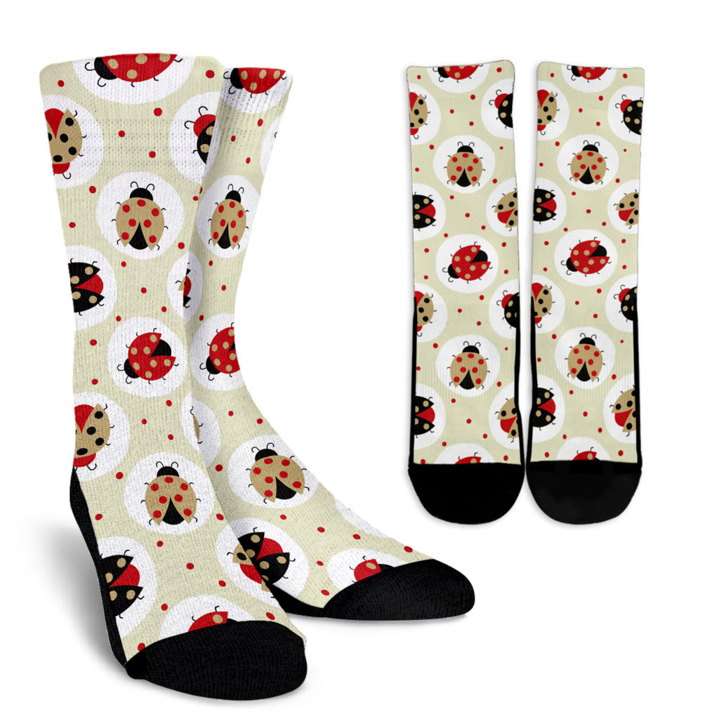 Ladybug Pattern Print Design 03 Crew Socks