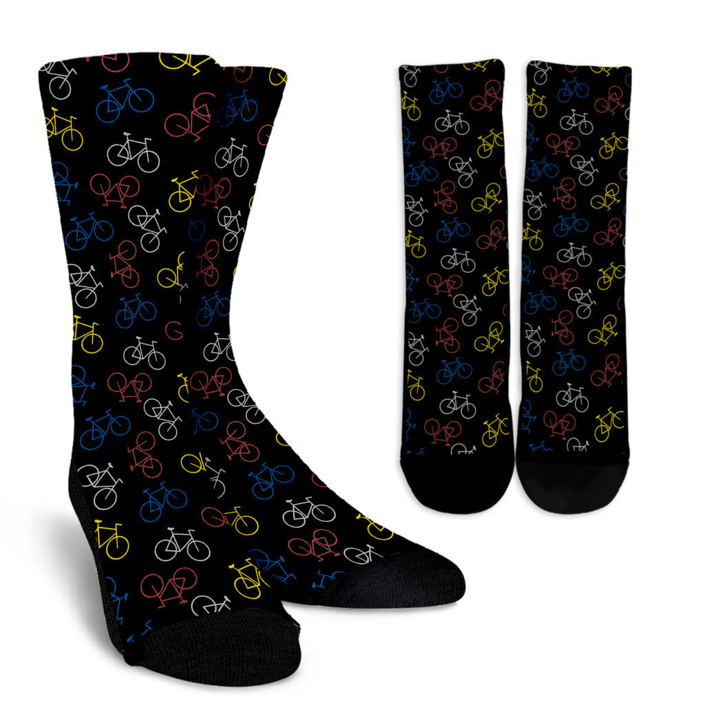Bicycle Pattern Print Design 03 Crew Socks