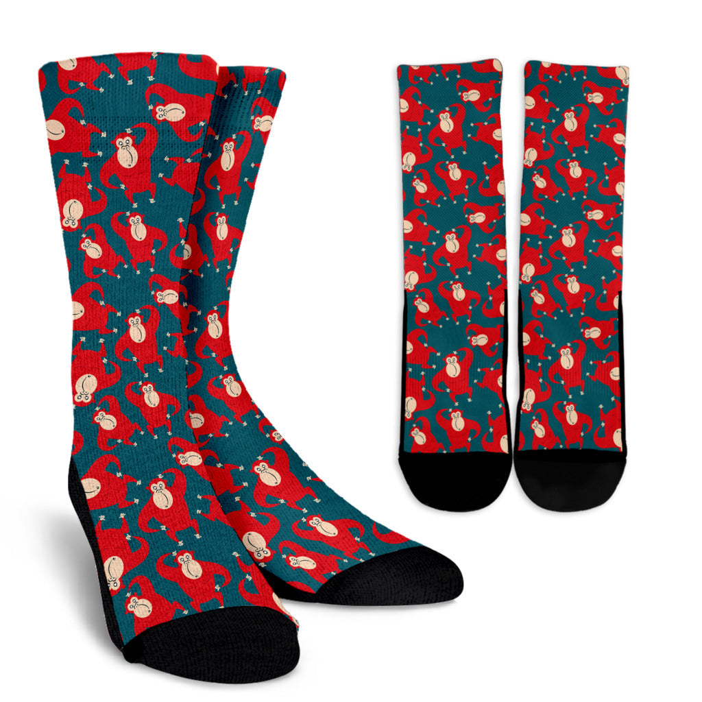 Chimpanzee Pattern Print Design 04 Crew Socks