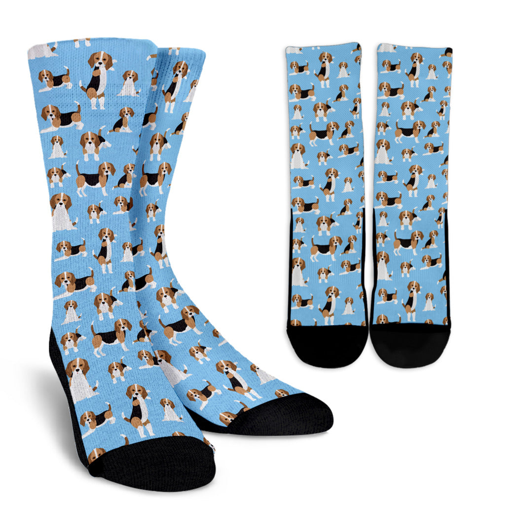 Beagle Pattern Print Design 03 Crew Socks