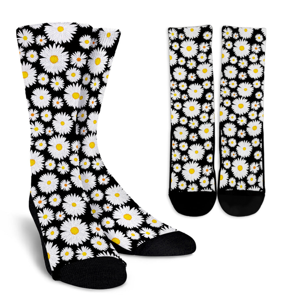 Daisy Pattern Print Design 01 Crew Socks