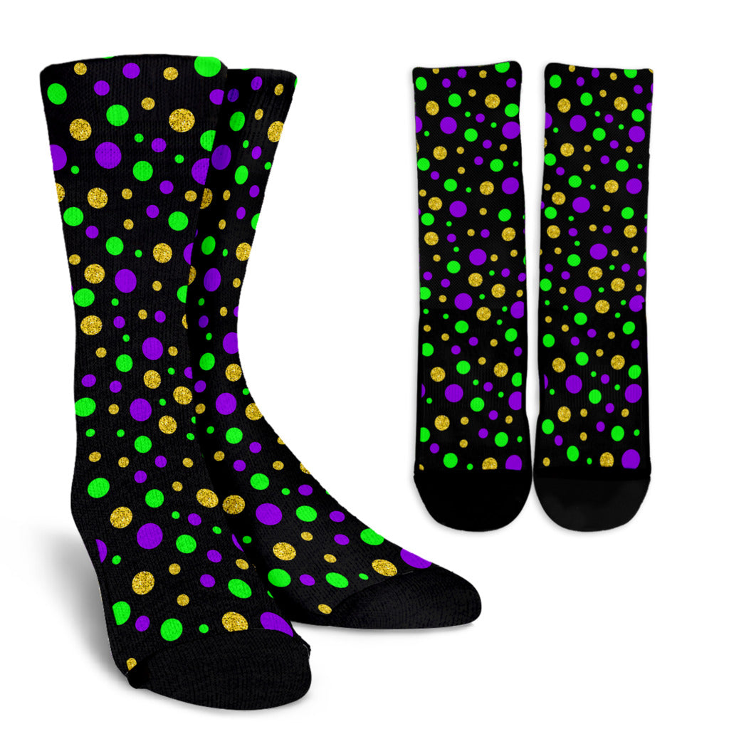 Mardi Gras Pattern Print Design 07 Crew Socks