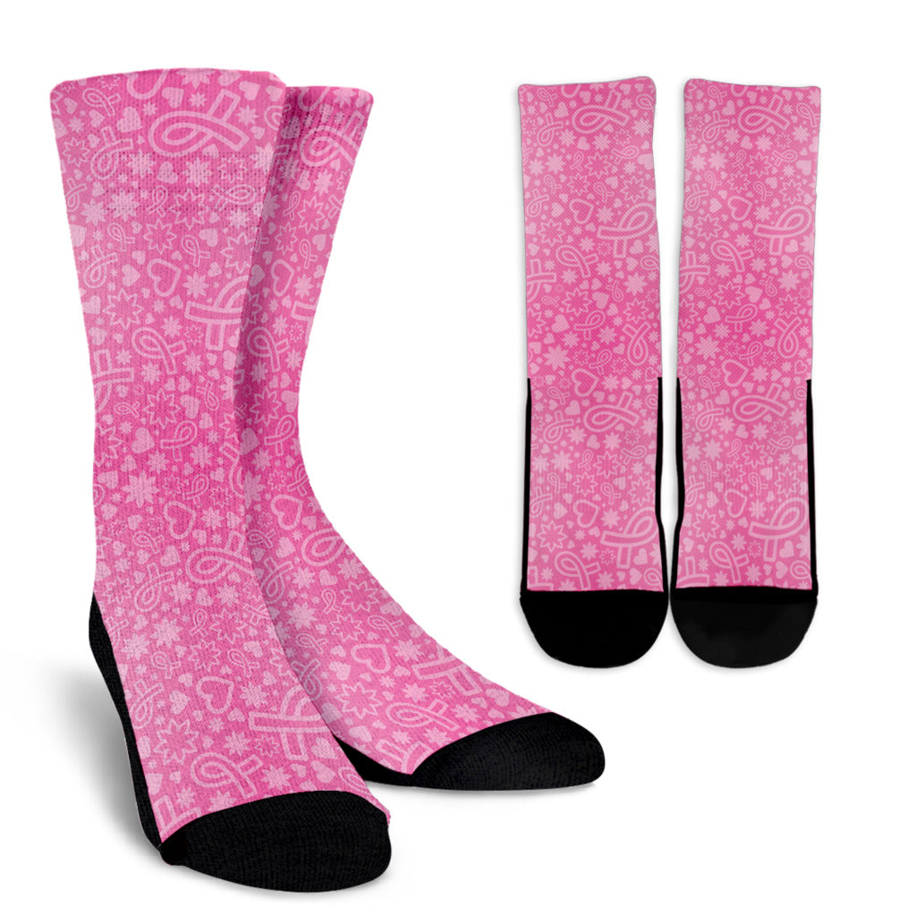 Breast cancer Pattern Print Design 02 Crew Socks