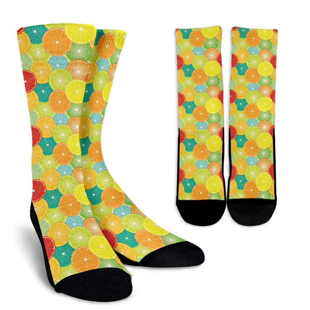 Citrus Pattern Print Design 01 Crew Socks