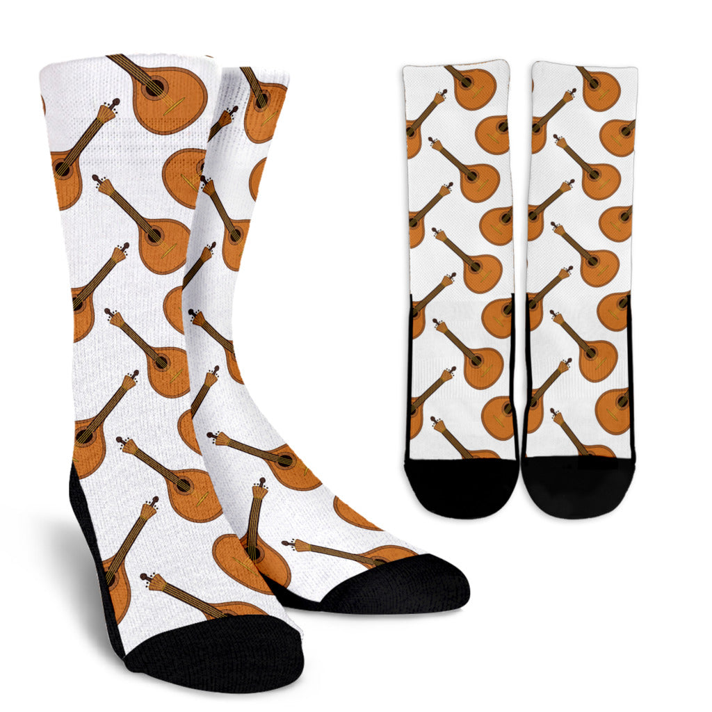 Mandolin Pattern Print Design 01 Crew Socks