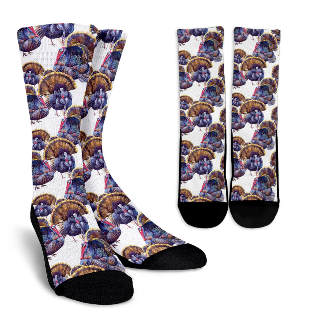 Turkey Pattern Print Design 01 Crew Socks