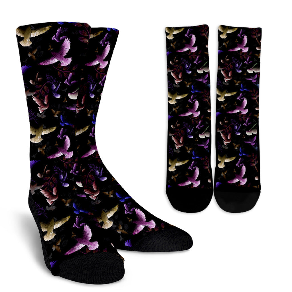 Pigeon Pattern Print Design 01 Crew Socks