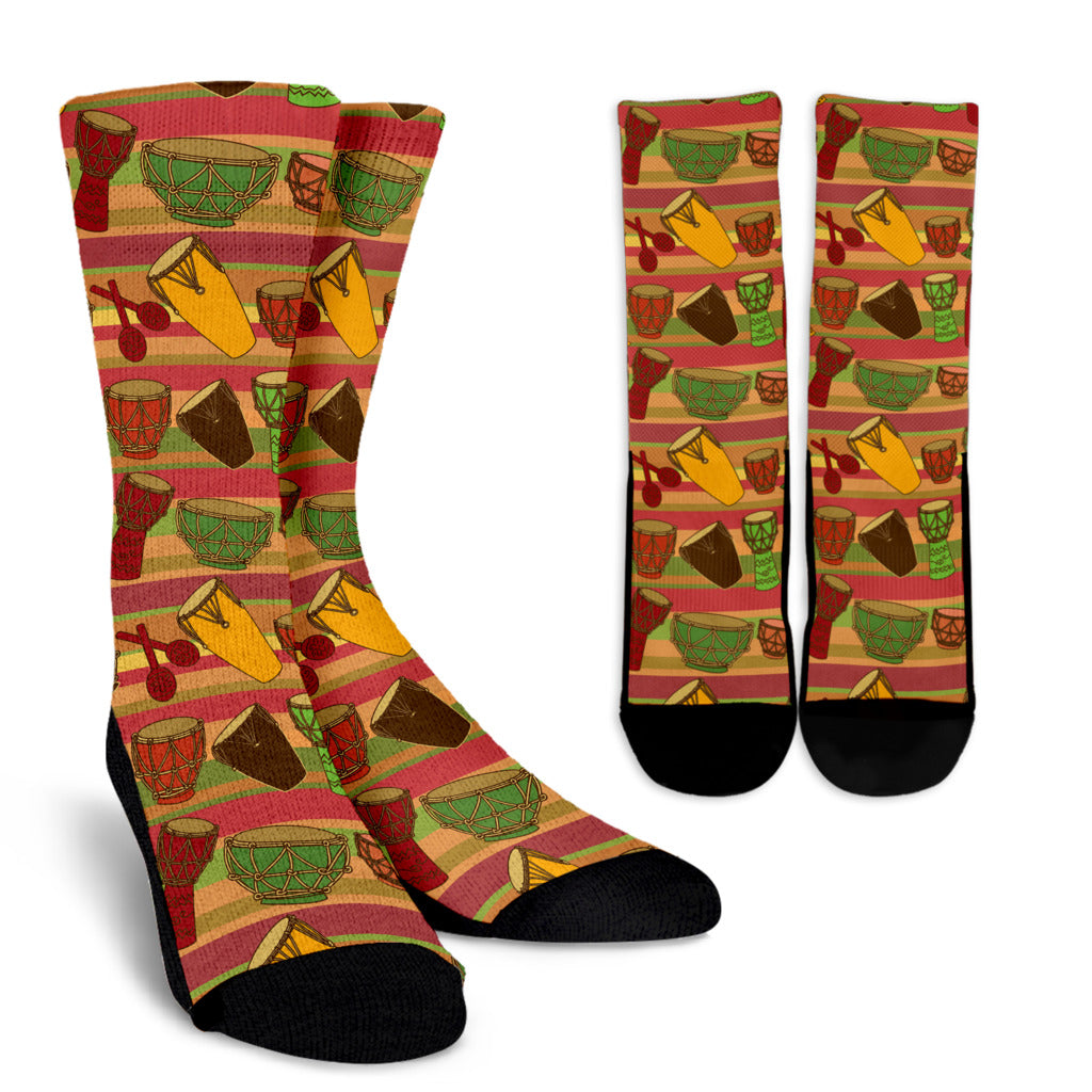 Percussion Pattern Print Design 01 Crew Socks