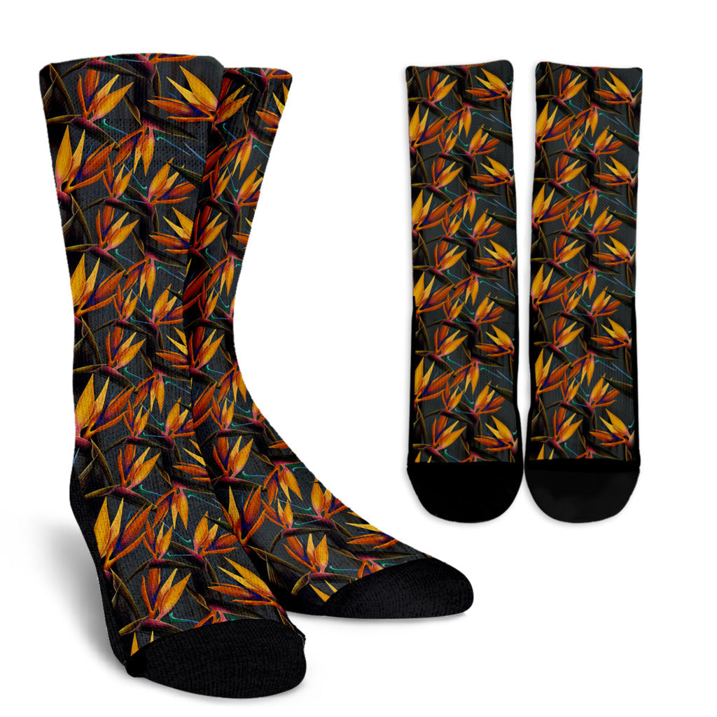 Bird Of Paradise Pattern Print Design 01 Crew Socks