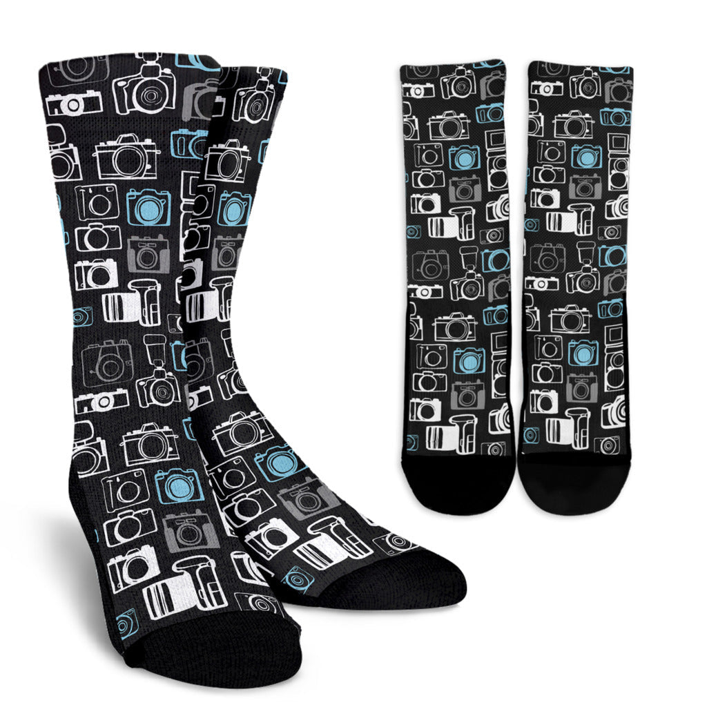 Camera Pattern Print Design 04 Crew Socks
