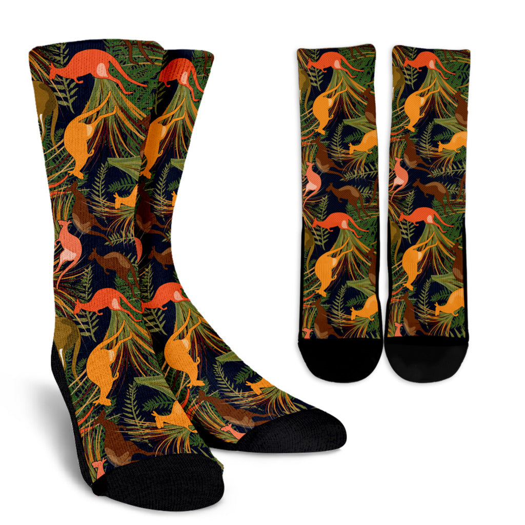 Kangaroos Pattern Print Design 07 Crew Socks