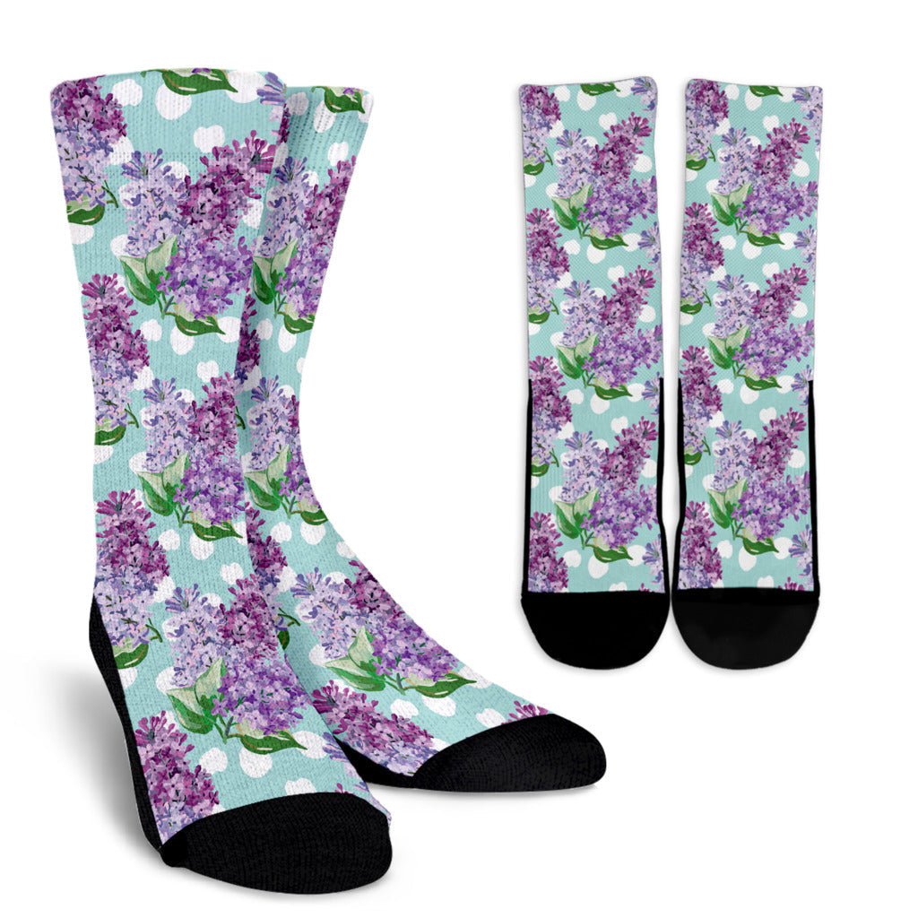 Lilac Pattern Print Design 02 Crew Socks