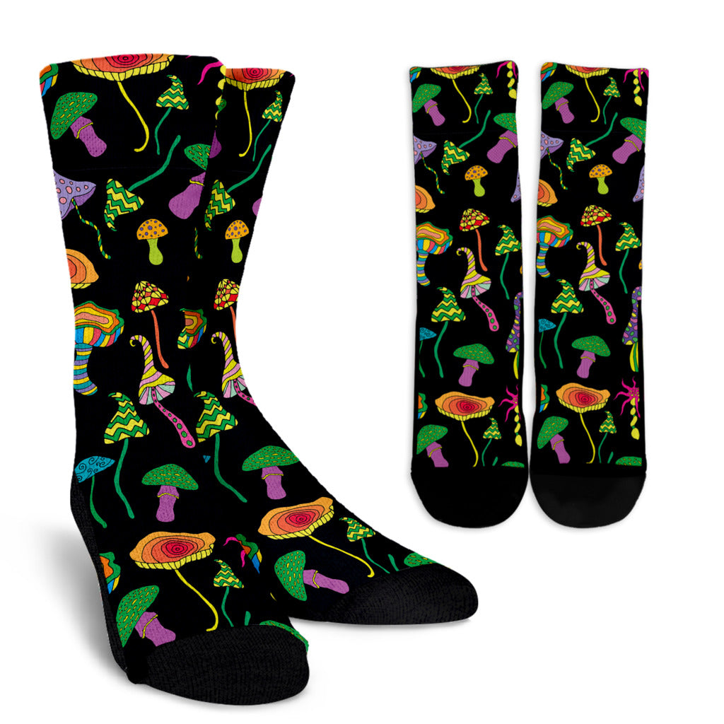 Psychedelic Mushroom Pattern Print Design A02 Crew Socks