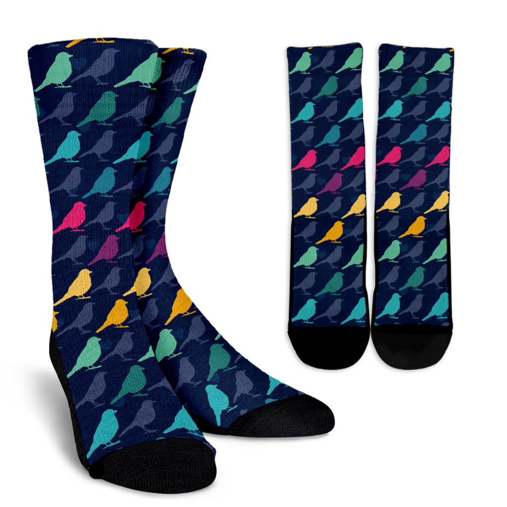 Birds Pattern Print Design 01 Crew Socks