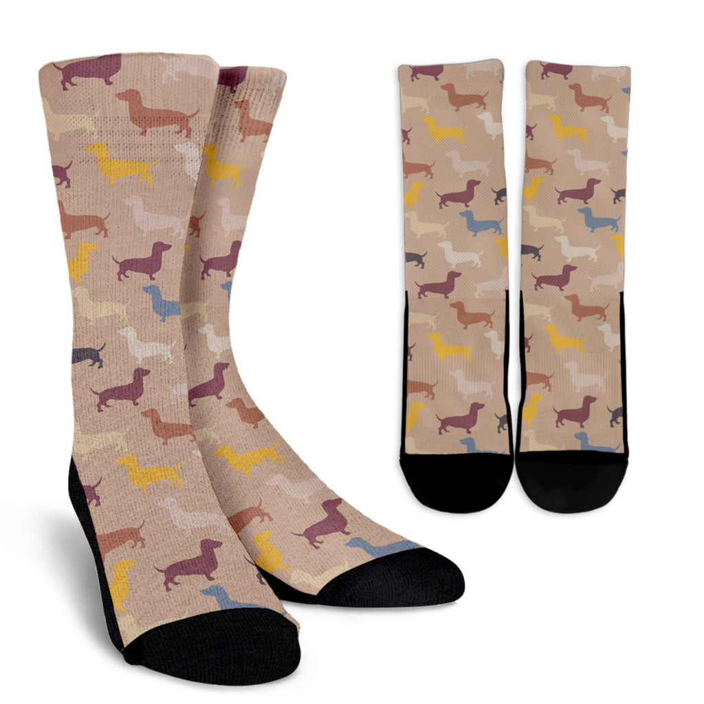 Dachshund Pattern Print Design 03 Crew Socks