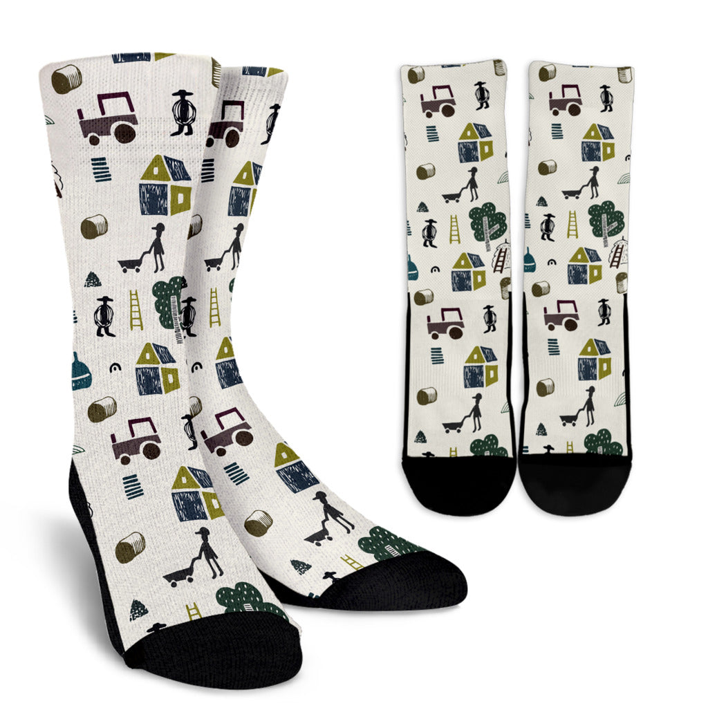 Agricultural Farm Print Design 01 Crew Socks