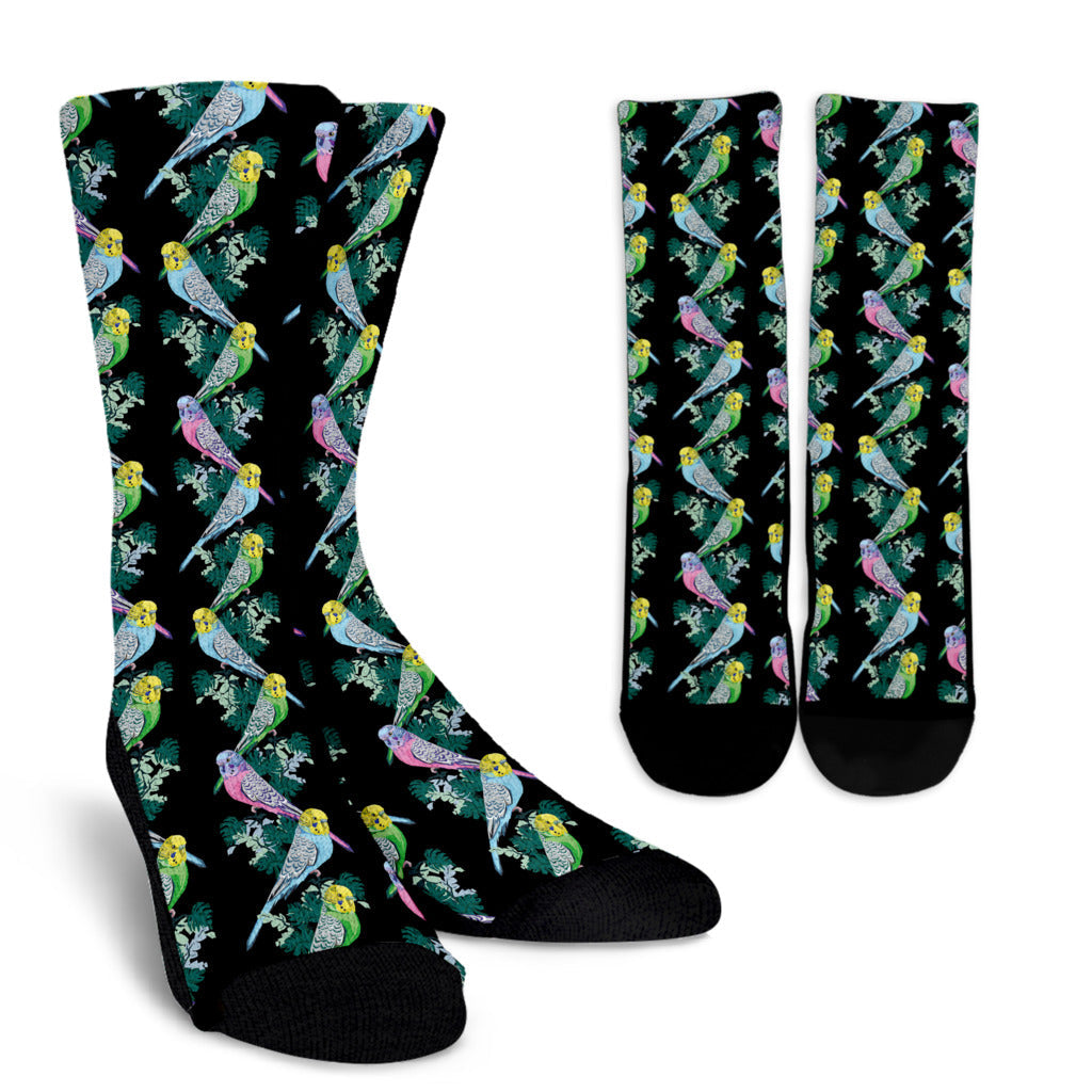 Budgerigar Pattern Print Design 03 Crew Socks