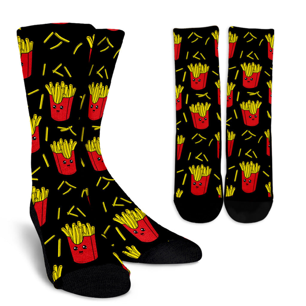 French Fried Pattern Print Design 03 Crew Socks