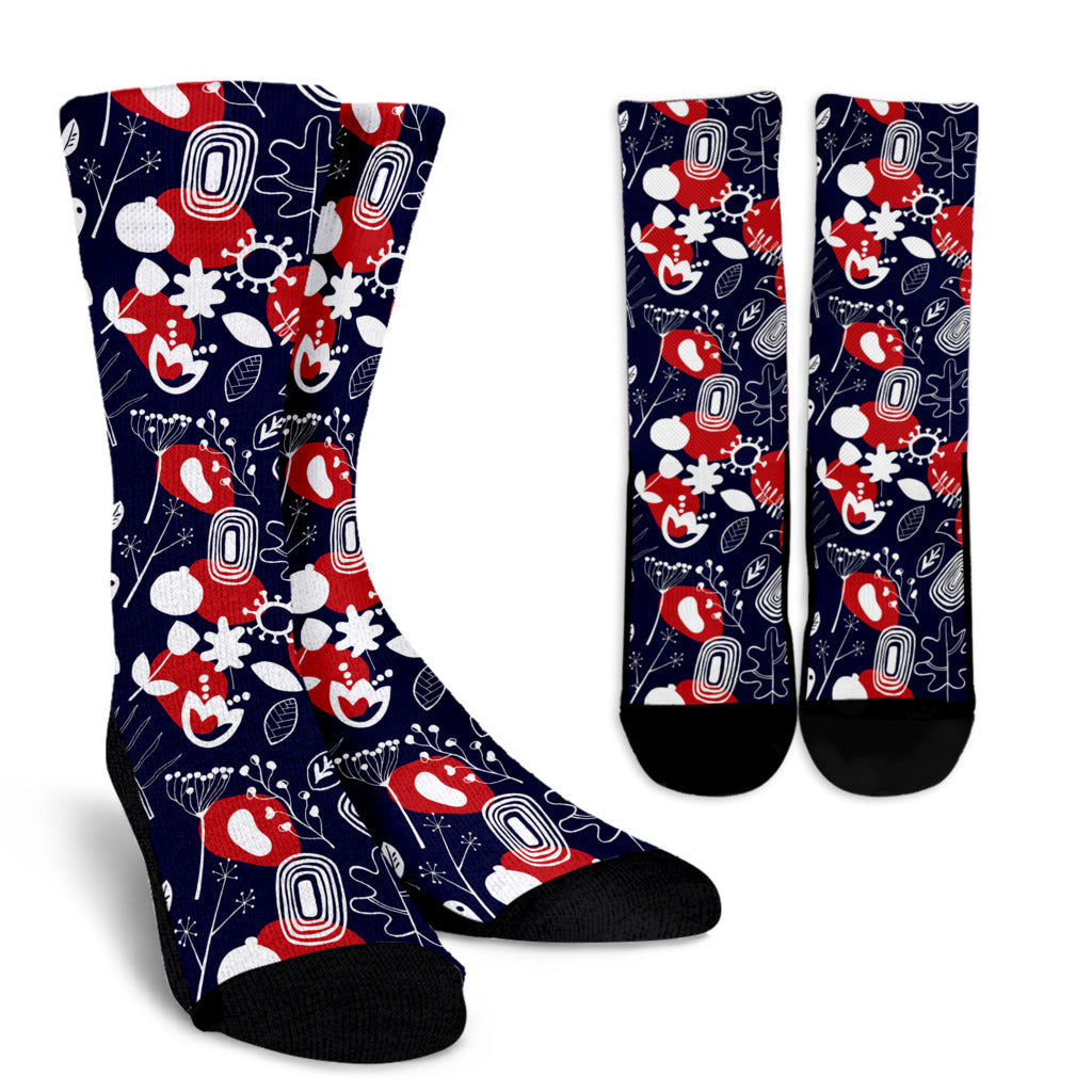 Nordic Pattern Print Design A02 Crew Socks