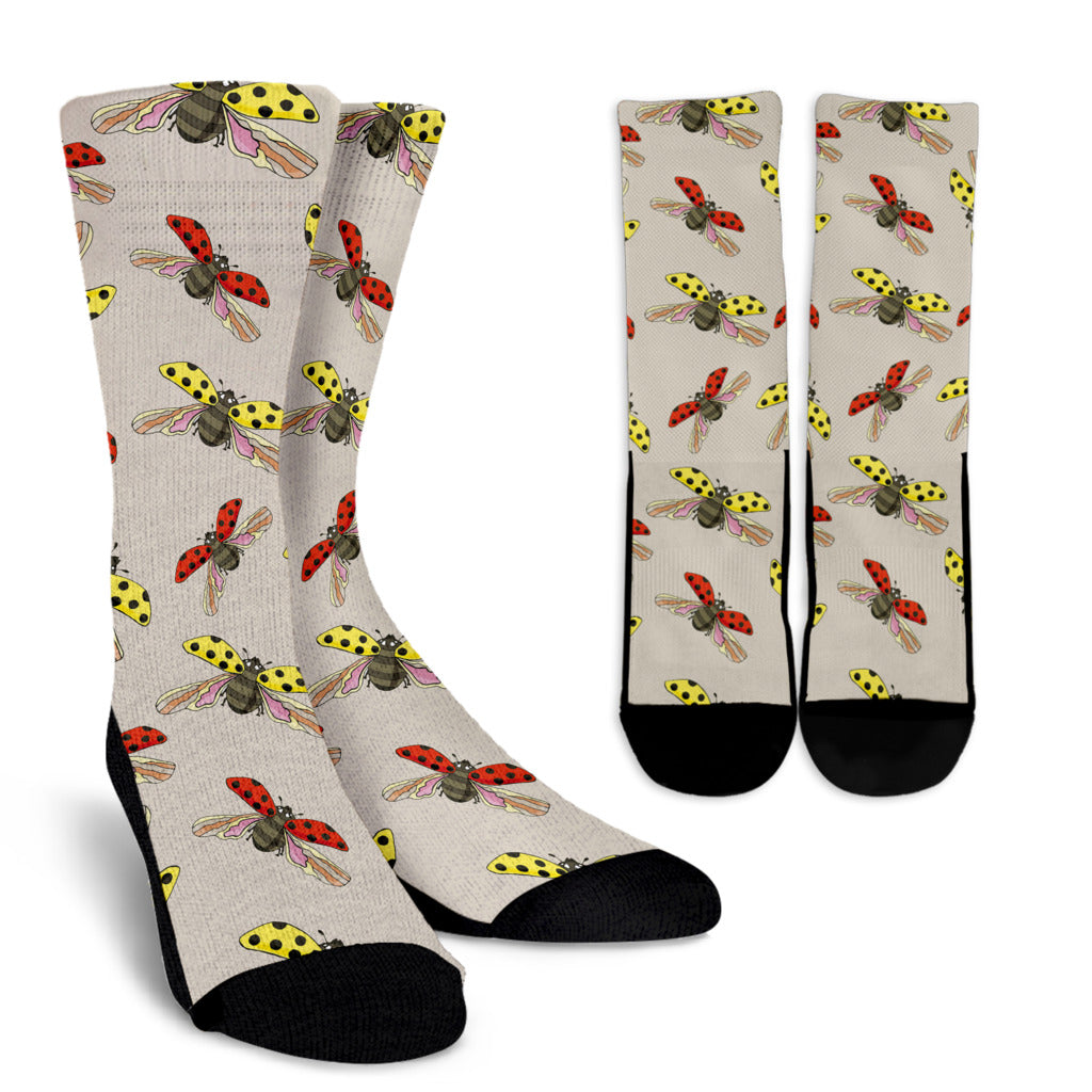 Ladybug Pattern Print Design 04 Crew Socks