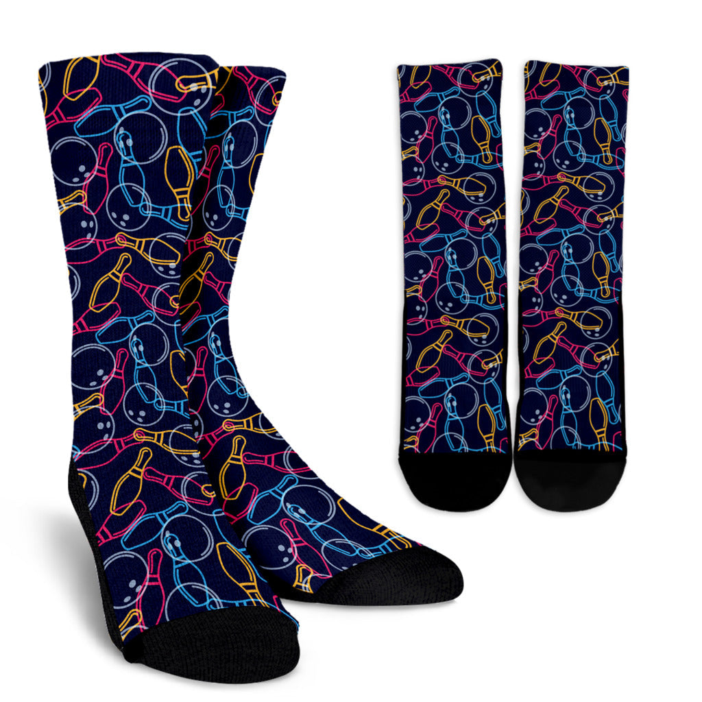 Bowling Pattern Print Design 07 Crew Socks