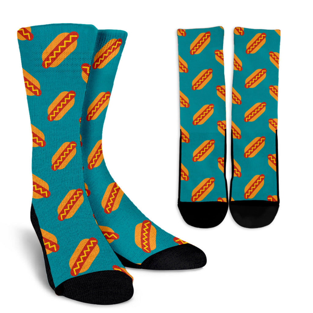 Hot Dog Pattern Print Design 03 Crew Socks
