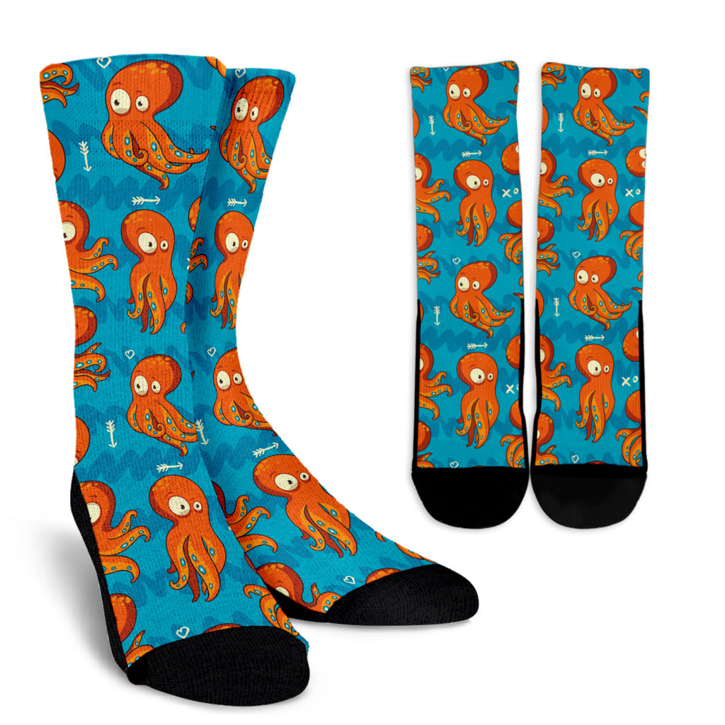 Octopus Pattern Print Design A02 Crew Socks