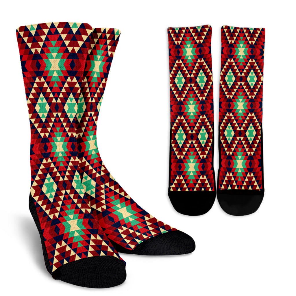 Native Pattern Print Design A07 Crew Socks
