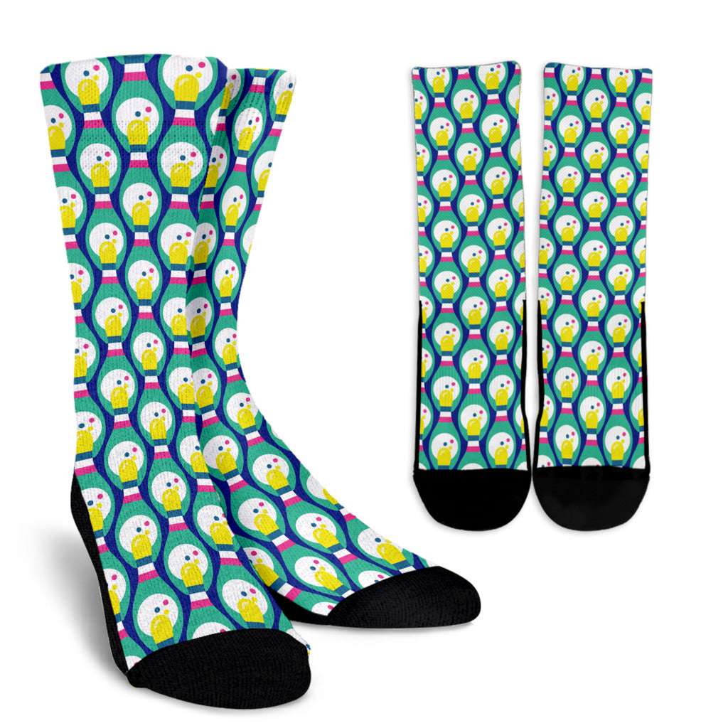 Bowling Pattern Print Design 04 Crew Socks