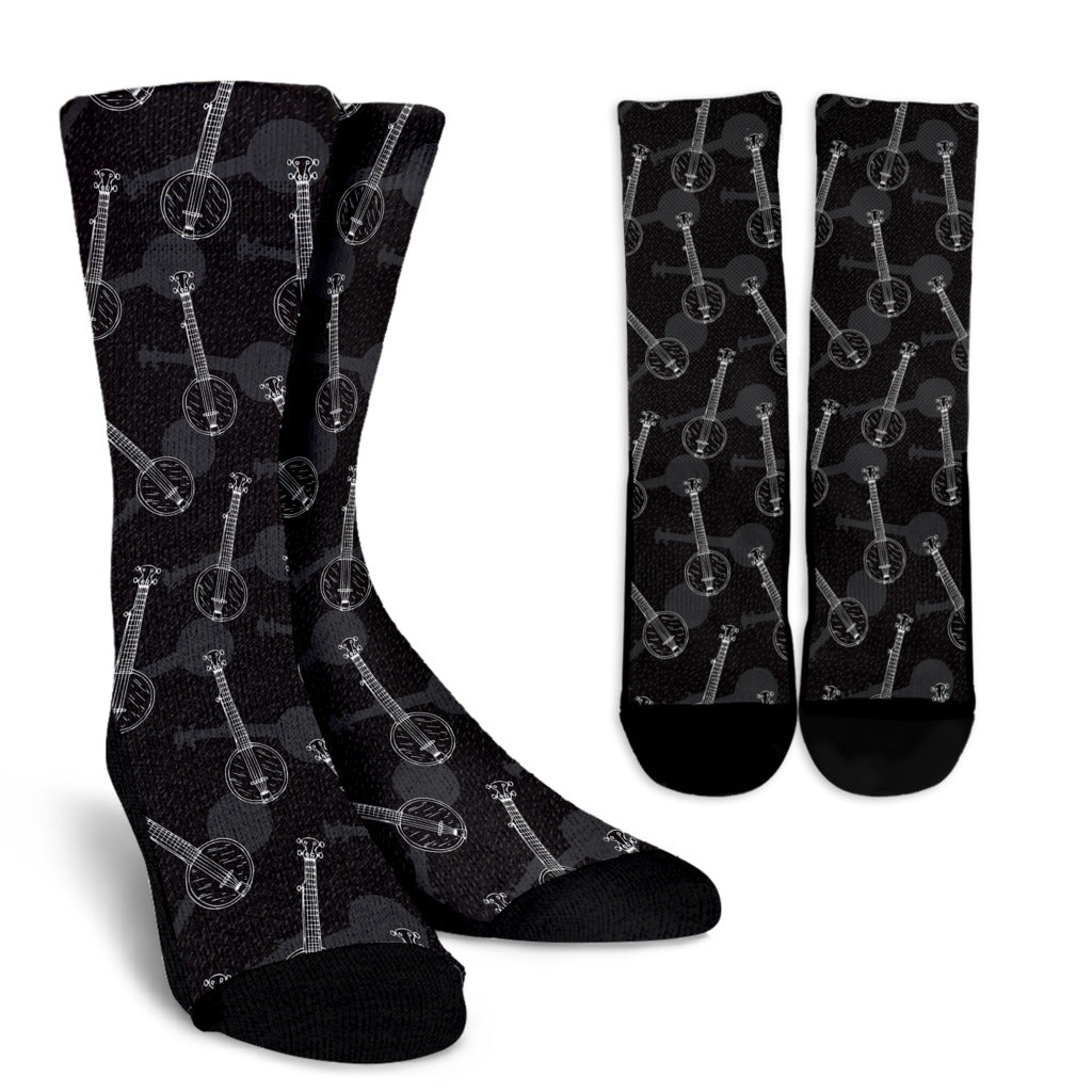 Banjo Pattern Print Design 03 Crew Socks
