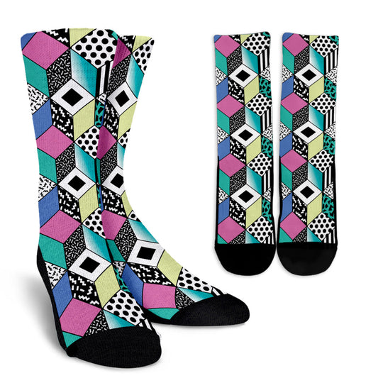 90s Pattern Print Design 3 Crew Socks