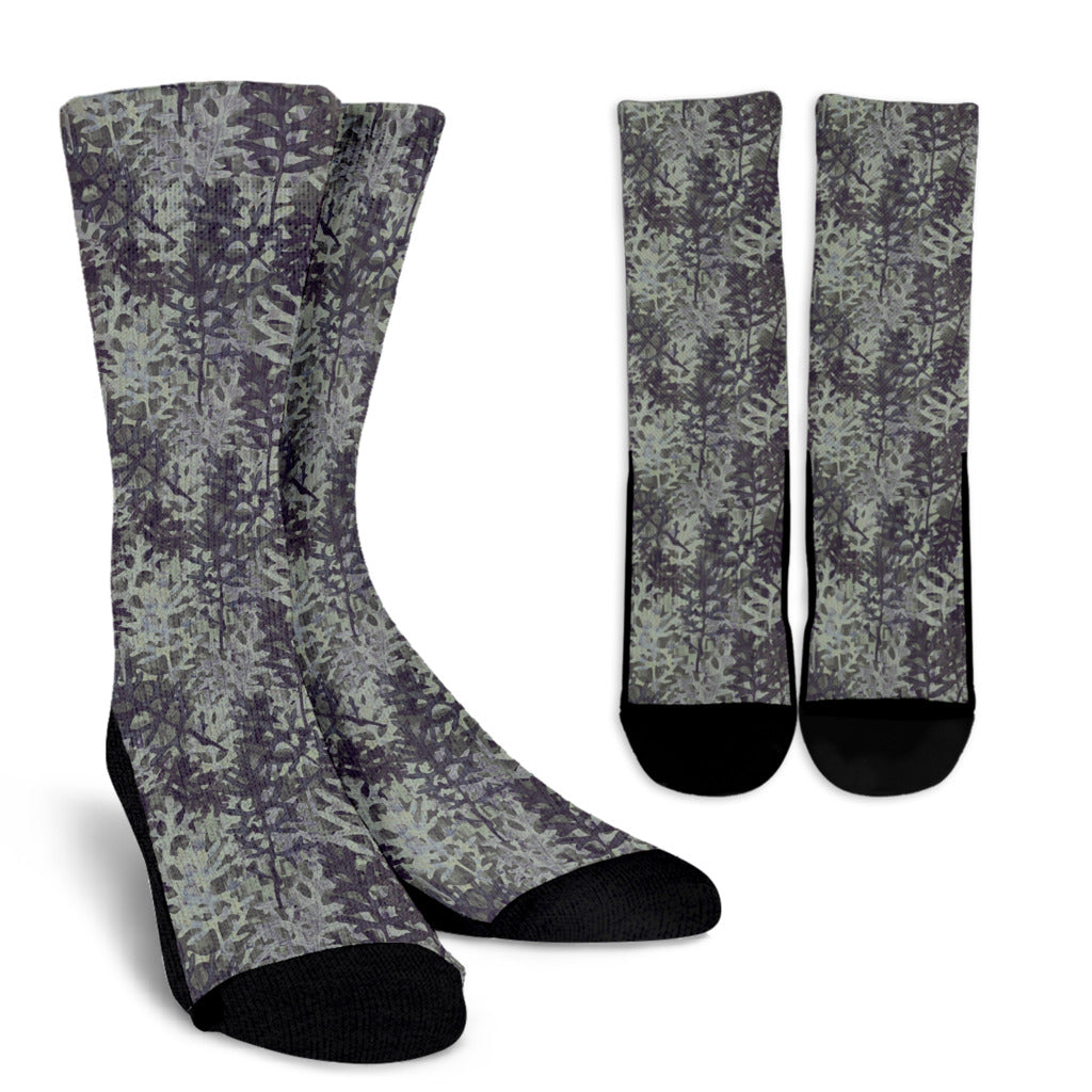 Camouflage Fern Pattern Print Design 05 Crew Socks