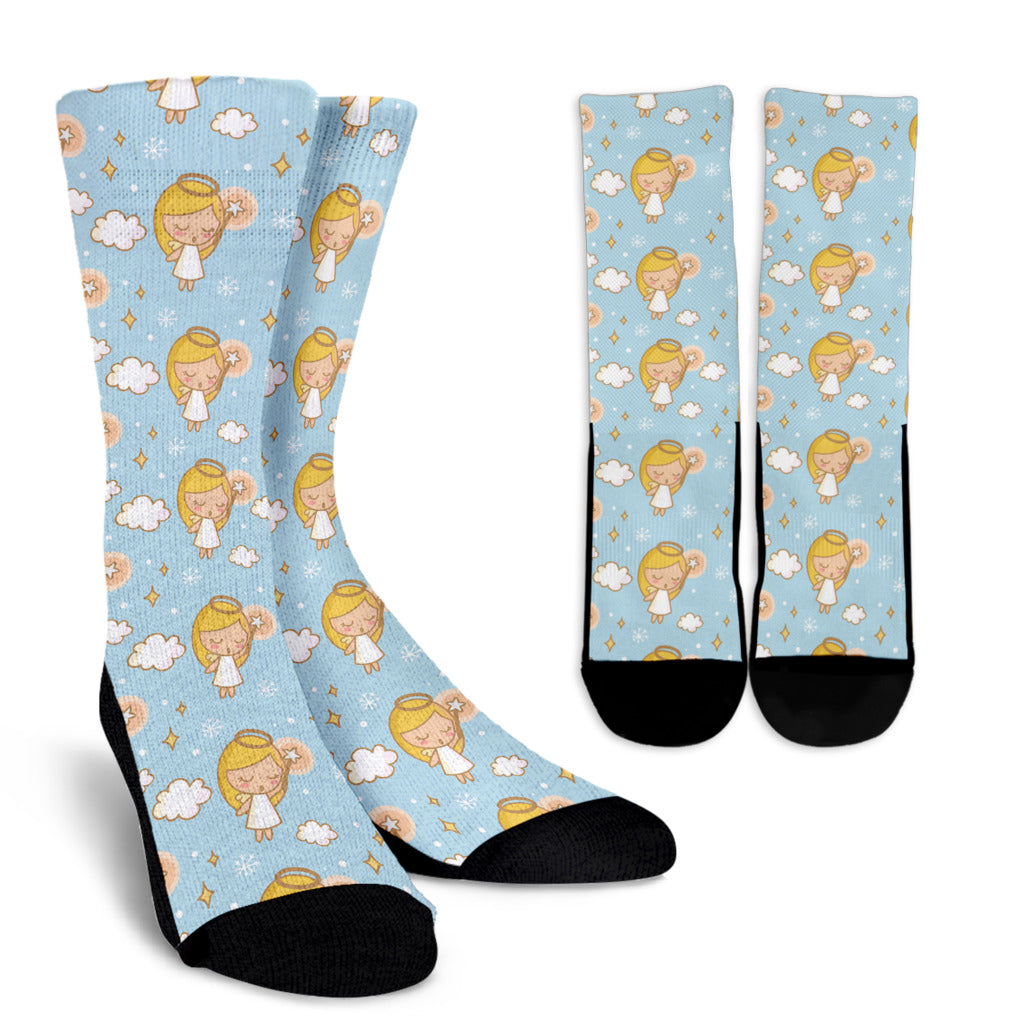 Angel Pattern Print Design 05 Crew Socks