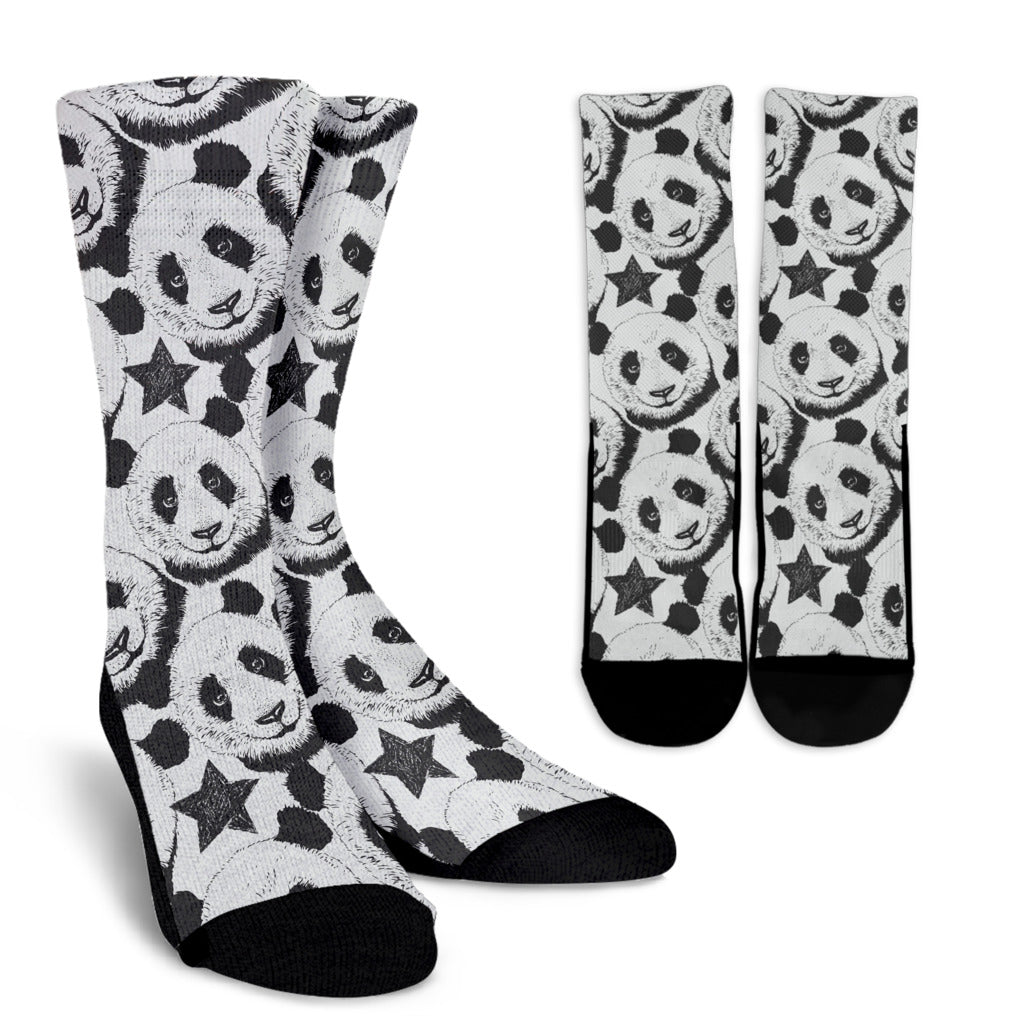 Panda Pattern Print Design A02 Crew Socks