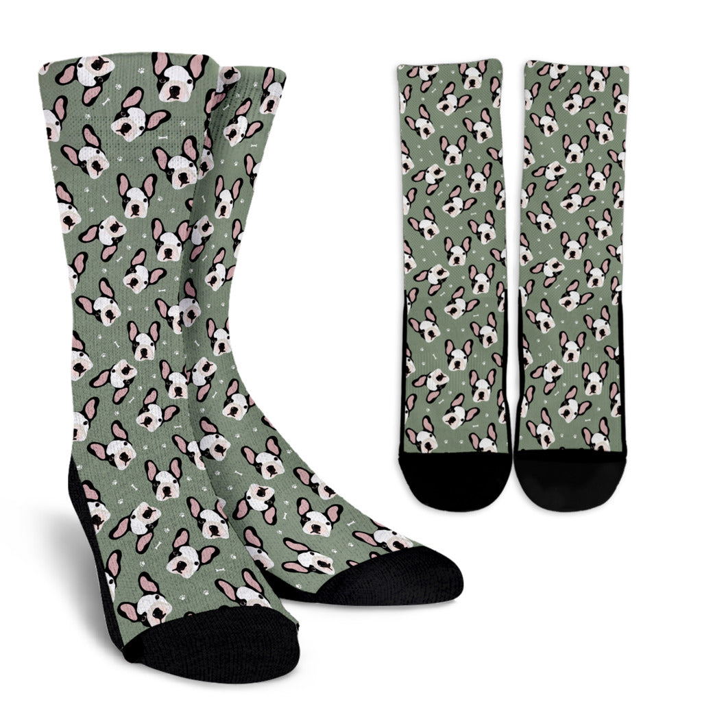 Boston Terrier Pattern Print Design 05 Crew Socks