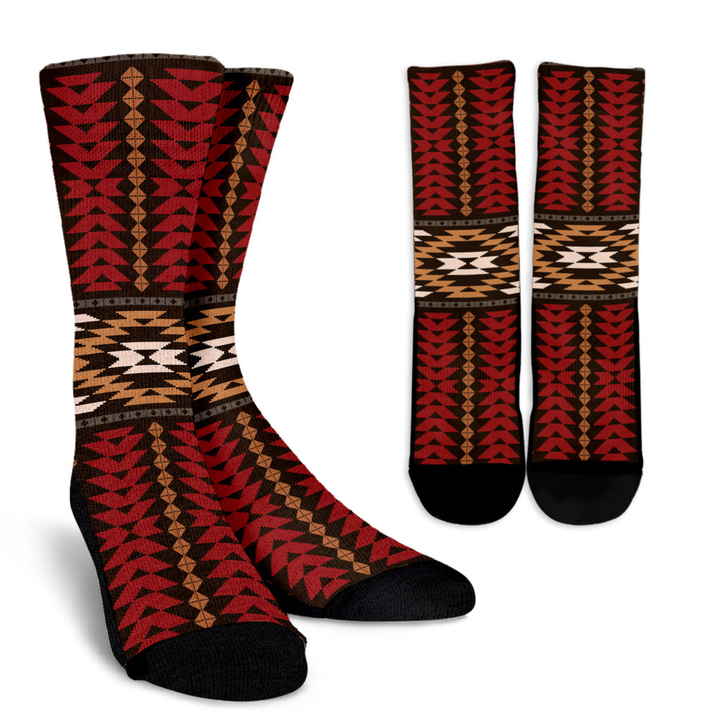 Native Pattern Print Design A02 Crew Socks