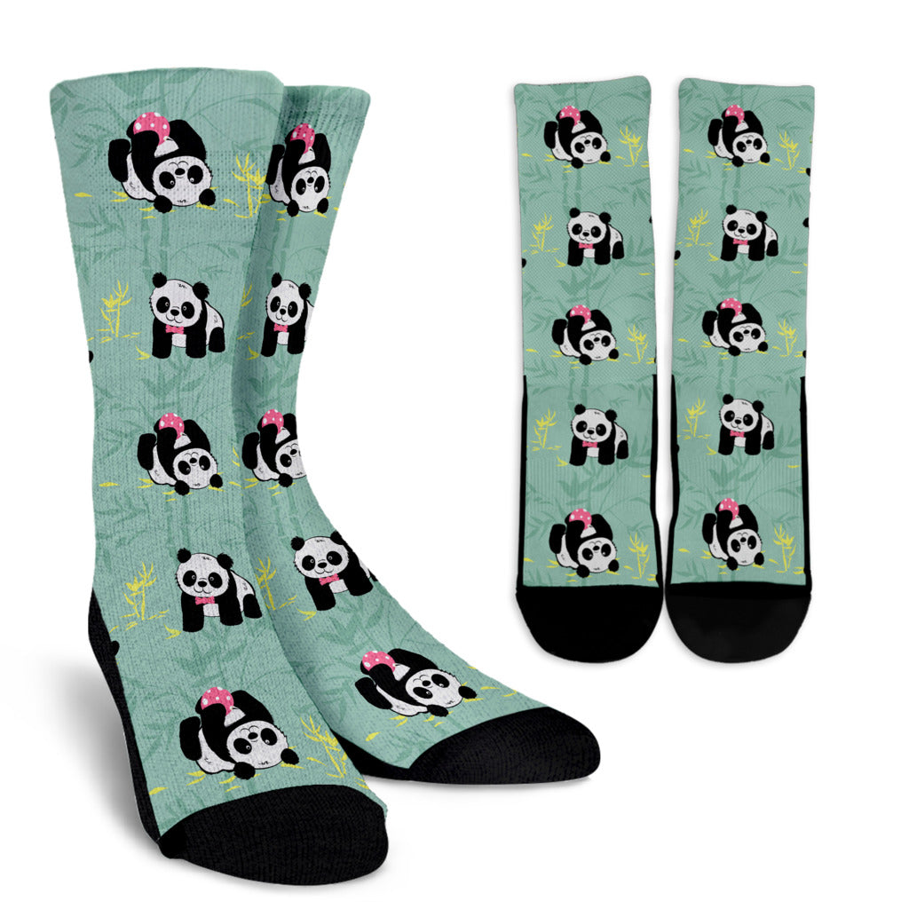 Panda Pattern Print Design A05 Crew Socks