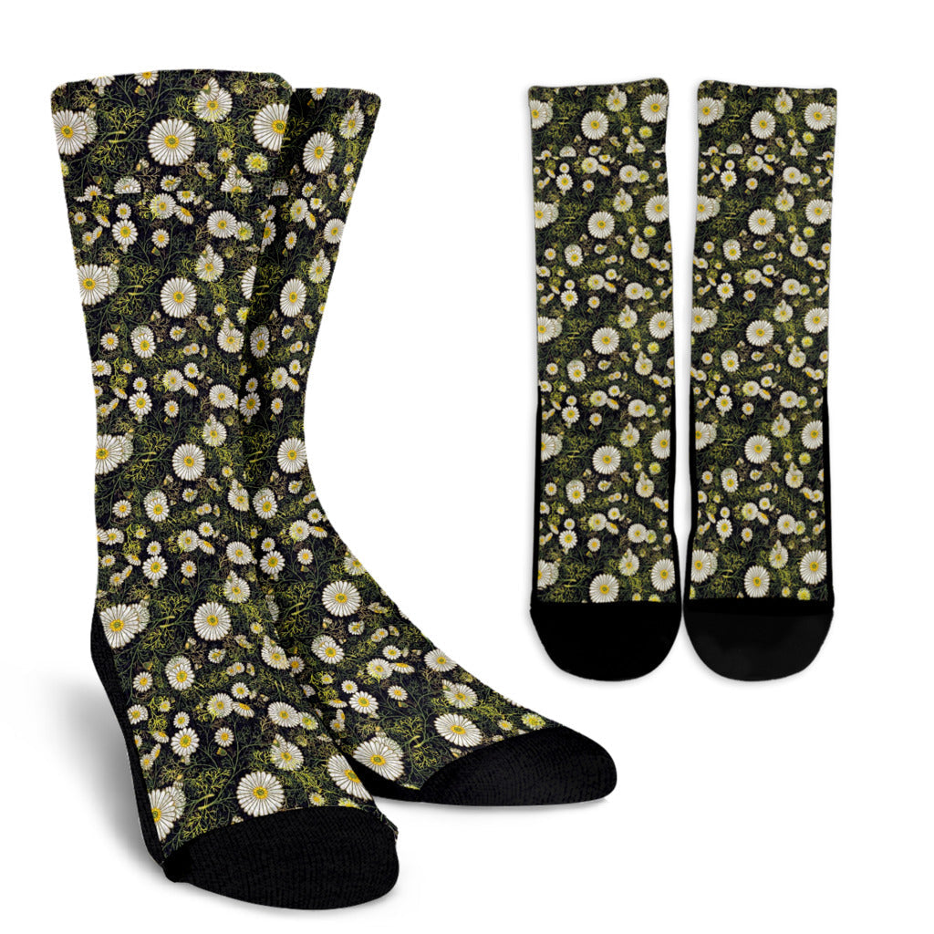 Daisy Pattern Print Design 03 Crew Socks