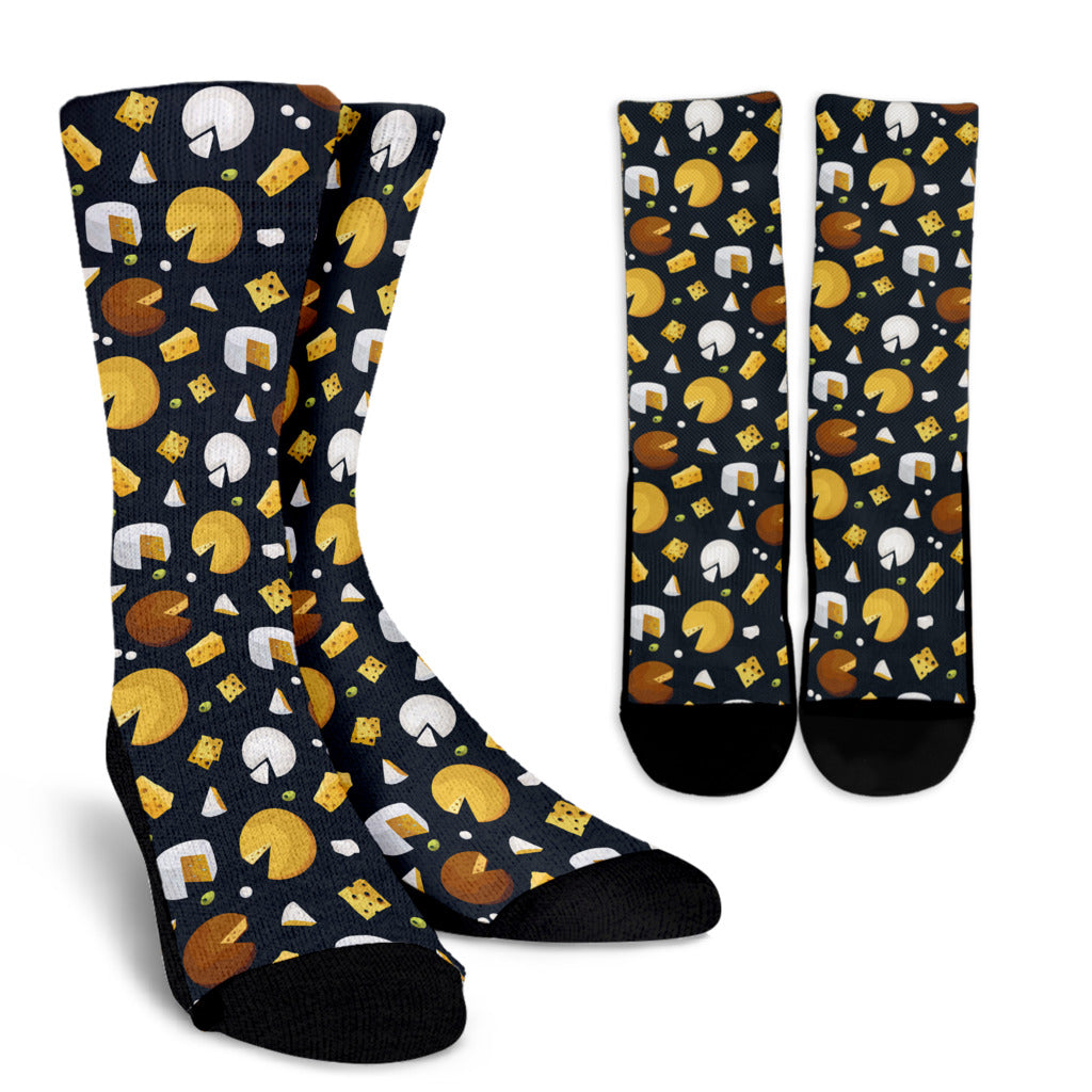 Cheese Pattern Print Design 03 Crew Socks